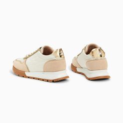 Vanessa Wu Sneakers | Baskets Eclair Paola Beige Et Or A Semelle Running