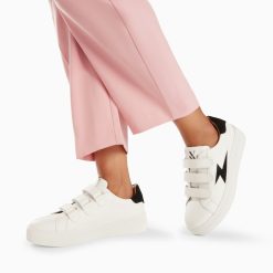 Vanessa Wu Sneakers | Baskets Eclair Camelia Blanc Et Noir A Scratchs