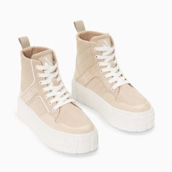 Vanessa Wu Sneakers | Baskets Montantes Madeline Beiges A Semelle Plateforme