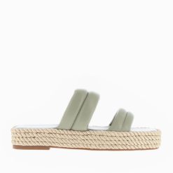 Vanessa Wu Sandales Plates | Mules Nala Vert Pastel A Plateforme Cordes