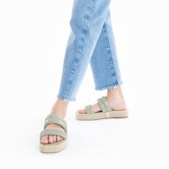 Vanessa Wu Sandales Plates | Mules Nala Vert Pastel A Plateforme Cordes