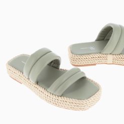 Vanessa Wu Sandales Plates | Mules Nala Vert Pastel A Plateforme Cordes