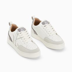 Vanessa Wu Sneakers | Baskets Monogramme Luna Blanc Et Argent