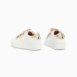 Vanessa Wu Sneakers | Baskets Eclair Mini Marilou Blanc Et Or A Scratchs