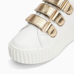 Vanessa Wu Sneakers | Baskets Eclair Mini Marilou Blanc Et Or A Scratchs