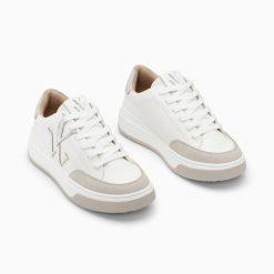 Vanessa Wu Sneakers | Baskets Monogramme Candice Blanc Et Gris