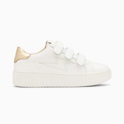 Vanessa Wu Sneakers | Baskets Eclair Maria Blanc Et Or A Scratchs