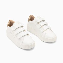 Vanessa Wu Sneakers | Baskets Eclair Maria Blanc Et Or A Scratchs