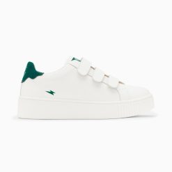 Vanessa Wu Sneakers | Baskets Mini Eclair Solange Blanc Et Vert A Scratchs