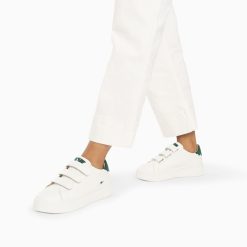 Vanessa Wu Sneakers | Baskets Mini Eclair Solange Blanc Et Vert A Scratchs