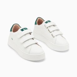 Vanessa Wu Sneakers | Baskets Mini Eclair Solange Blanc Et Vert A Scratchs