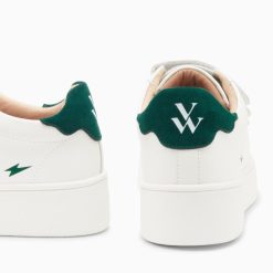 Vanessa Wu Sneakers | Baskets Mini Eclair Solange Blanc Et Vert A Scratchs