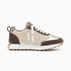 Vanessa Wu Sneakers | Baskets Monogramme Grace Beige Et Marron A Semelle Running