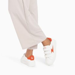 Vanessa Wu Sneakers | Baskets Eclair Vicky Blanc Et Orange A Scratchs