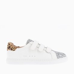 Vanessa Wu Sneakers | Baskets Nour Blanc Et Argent A Scratchs