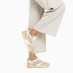 Vanessa Wu Sneakers | Baskets Margaux Beige Et Or A Semelle Running