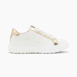 Vanessa Wu Sneakers | Baskets Eclair Romane Blanc Et Or A Lacets