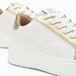 Vanessa Wu Sneakers | Baskets Eclair Romane Blanc Et Or A Lacets