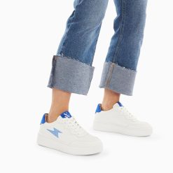 Vanessa Wu Sneakers | Baskets Eclair Carolane Blanc Et Bleu A Lacets