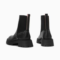 Vanessa Wu Bottines | Bottines Montantes Montmartre Noires A Clous Et Elastique