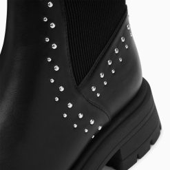 Vanessa Wu Bottines | Bottines Montantes Montmartre Noires A Clous Et Elastique