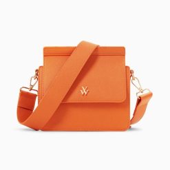 Vanessa Wu Sacs | Mini Sac Trapeze Aurelie Orange A Bandouliere