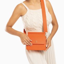 Vanessa Wu Sacs | Mini Sac Trapeze Aurelie Orange A Bandouliere