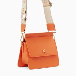 Vanessa Wu Sacs | Mini Sac Trapeze Aurelie Orange A Bandouliere