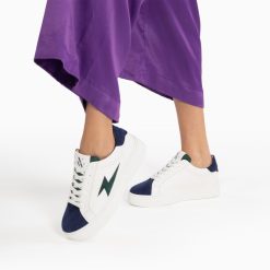 Vanessa Wu Sneakers | Baskets Eclair Tiff Bleu Marine Et Vert A Lacets