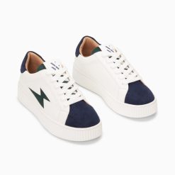 Vanessa Wu Sneakers | Baskets Eclair Tiff Bleu Marine Et Vert A Lacets