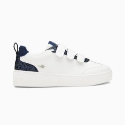 Vanessa Wu Sneakers | Baskets Eline Blanc Et Bleu Paillete A Scratchs