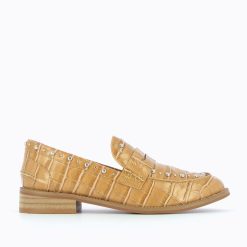 Vanessa Wu Mocassins, Derbies, Ballerines | Mocassins Nadege Camel Effet Croco A Clous