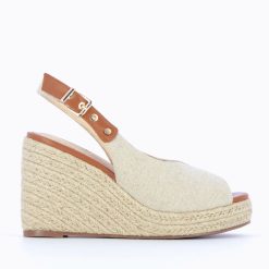 Vanessa Wu Sandales A Talon, Compensees | Sandales Compensees Gaelle En Tweed Beige