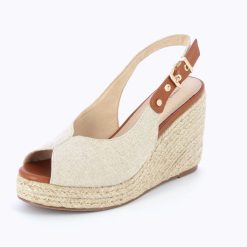 Vanessa Wu Sandales A Talon, Compensees | Sandales Compensees Gaelle En Tweed Beige