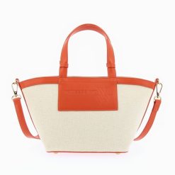 Vanessa Wu Sacs | Petit Sac Cabas Trapeze Eve Beige Et Orange