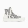 Vanessa Wu Sneakers | Baskets Monogramme Alix Montantes A Paillettes Argent