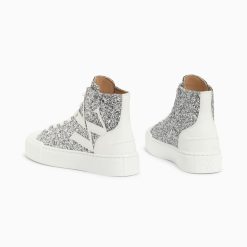 Vanessa Wu Sneakers | Baskets Monogramme Alix Montantes A Paillettes Argent