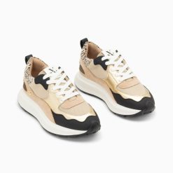 Vanessa Wu Sneakers | Baskets Alice Beige Et Noir A Semelle Oversize