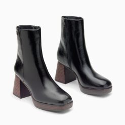 Vanessa Wu Bottines | Bottines Marina Noires A Plateforme Et Talon Bois