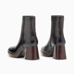 Vanessa Wu Bottines | Bottines Marina Noires A Plateforme Et Talon Bois