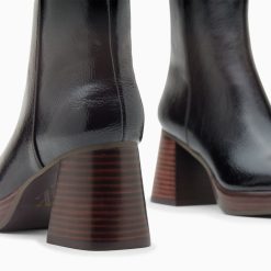 Vanessa Wu Bottines | Bottines Marina Noires A Plateforme Et Talon Bois