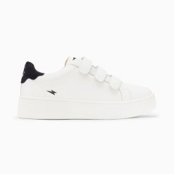 Vanessa Wu Sneakers | Baskets Mini Eclair Solange Blanc Et Noir A Scratchs