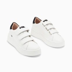 Vanessa Wu Sneakers | Baskets Mini Eclair Solange Blanc Et Noir A Scratchs