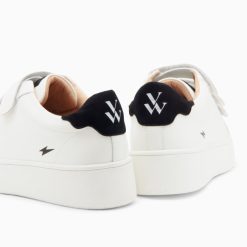 Vanessa Wu Sneakers | Baskets Mini Eclair Solange Blanc Et Noir A Scratchs