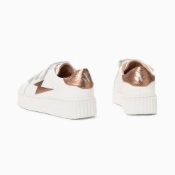 Vanessa Wu Sneakers | Baskets Eclair Eva Blanc Et Bronze Serpent A Scratchs