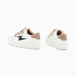 Vanessa Wu Sneakers | Baskets Eclair Darine Blanc Et Guepard A Scratchs Or