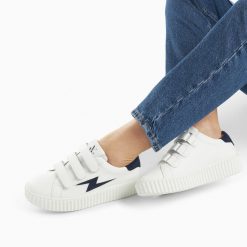 Vanessa Wu Sneakers | Baskets Eclair Vicky Blanc Et Marine A Scratchs