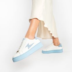 Vanessa Wu Sneakers | Baskets Eclair Melany Blanches A Semelle Bleue