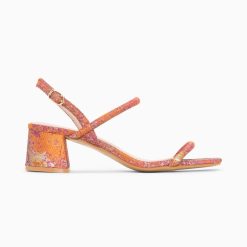 Vanessa Wu Sandales A Talon, Compensees | Sandales A Talon Minimalistes Tiphaine Tissees Orange Et Or