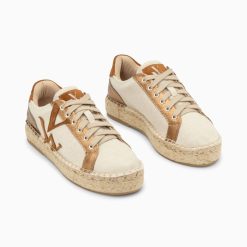 Vanessa Wu Sneakers | Baskets Monogramme Aurore Cafe Et Bronze A Semelle Espadrille